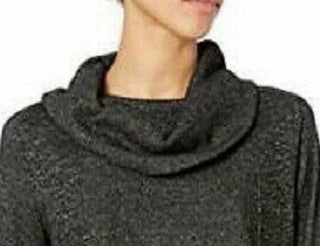 BCX Juniors' Textured Cowlneck Drawstring Sweater Black Size Medium