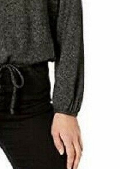 BCX Juniors' Textured Cowlneck Drawstring Sweater Black Size Medium