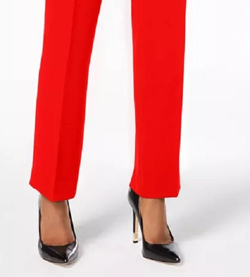 Kasper Women's Slim Straight-Leg Modern Trousers Red Size 10