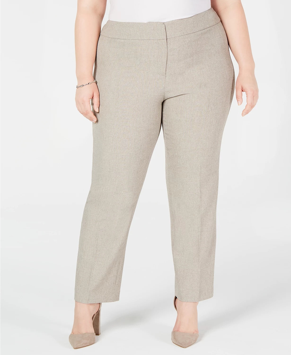 Kasper Women's Plus Melange Slim Pants Brown Size 24W