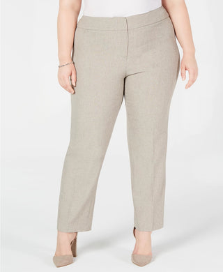 Kasper Women's Plus Melange Slim Pants Brown Size 24W