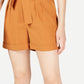 Bar III Women's Crepe Belted Shorts Brown Size 2