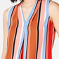 Bar III Women's Striped Inverted-Pleat Blouse  Natural Size Small