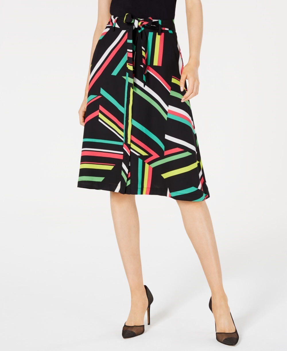 Bar III Women's Printed Skirt Black Size 2