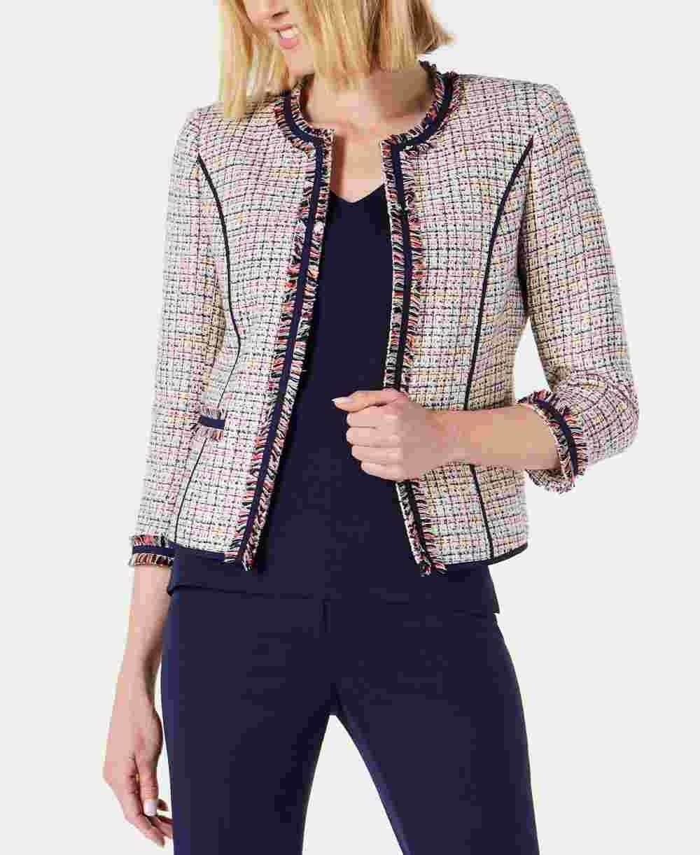 Anne Klein Women's Twill Fringe Jacket White Size 6