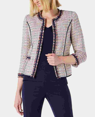 Anne Klein Women's Twill Fringe Jacket White Size 6