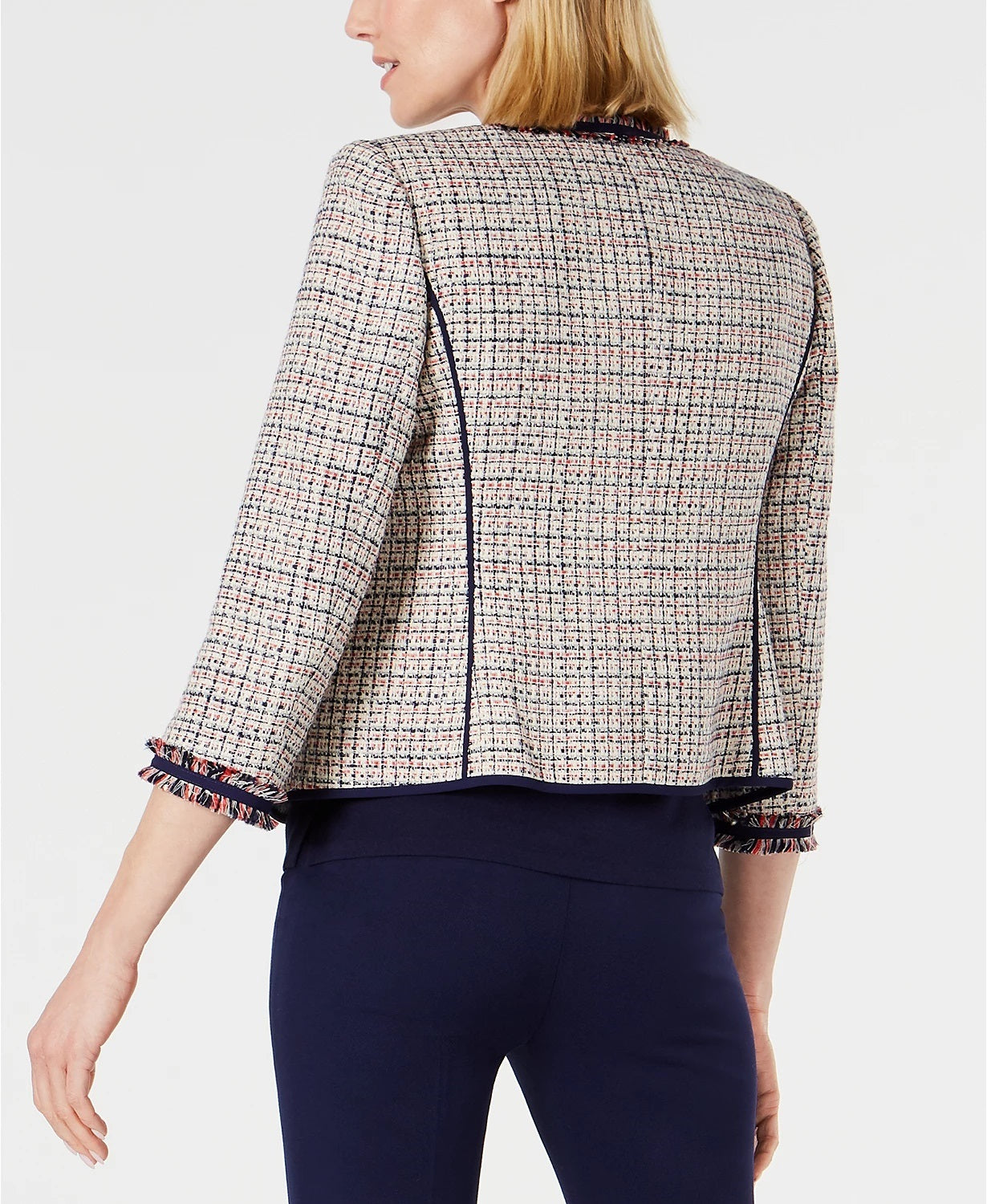 Anne Klein Women's Twill Fringe Jacket White Size 6