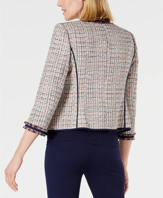 Anne Klein Women's Twill Fringe Jacket White Size 6