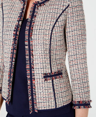 Anne Klein Women's Twill Fringe Jacket White Size 6