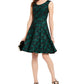 INC International Concepts Women's Sequined Lace Fit & Flare Dress Green Size 12