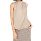 Bar III Women's Mock Neck Pleated Tank Top  Gold Size Small