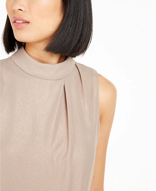 Bar III Women's Mock Neck Pleated Tank Top  Gold Size Small