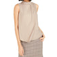 Bar III Women's Mock Neck Pleated Tank Top Gold Size X-Small