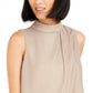 Bar III Women's Mock Neck Pleated Tank Top Gold Size X-Small