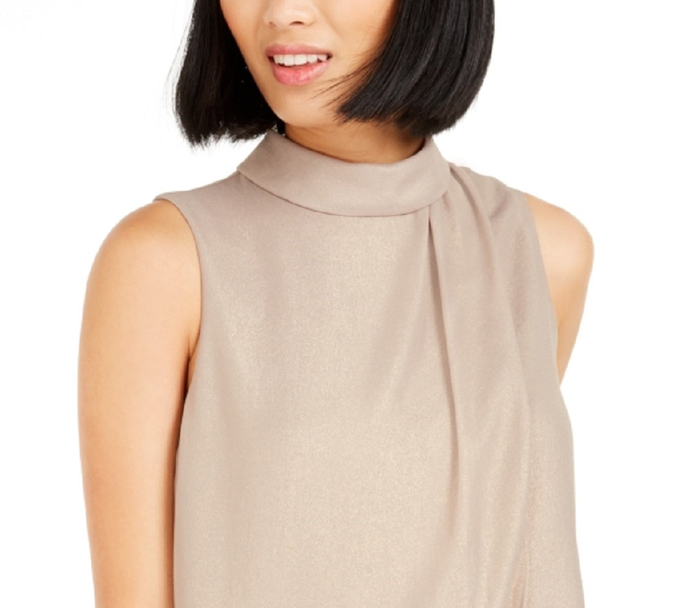 Bar III Women's Mock Neck Pleated Tank Top Gold Size X-Small