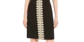 Pappagallo Women's Sleeveless Jewel Neck Above The Knee Shift Evening Dress Black Size 18