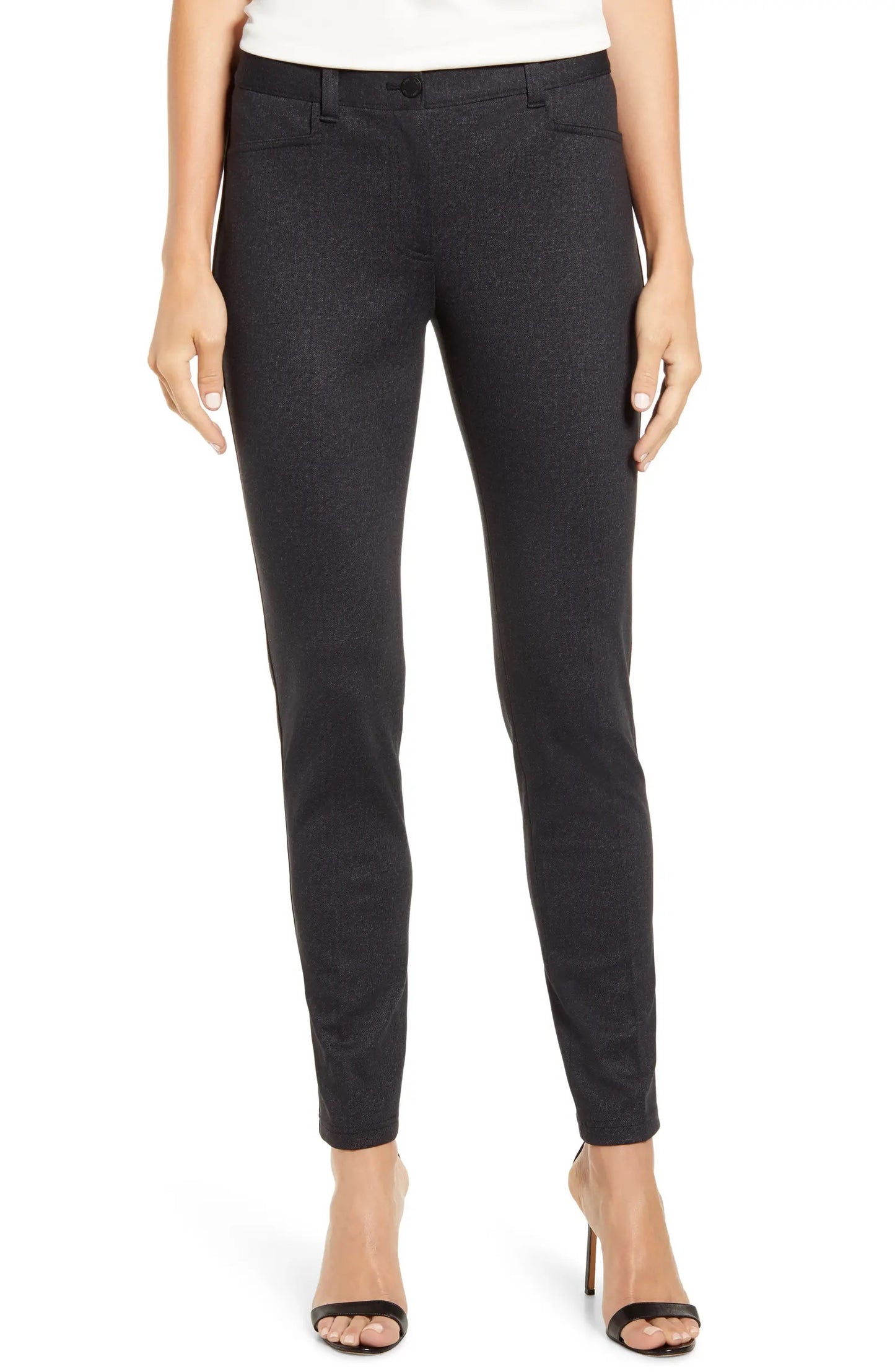 Anne Klein Women's Zip Fly Leggings Grey Size 16