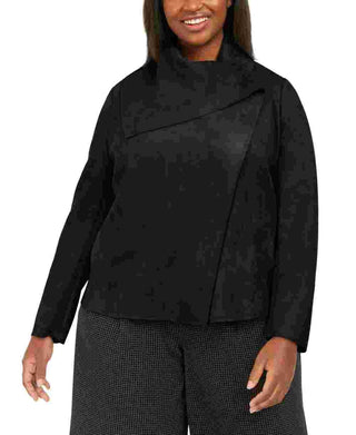 Anne Klein Women's Plus Size Asymmetrical Wrap Jacket Black Size 2X