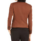 Bar III Women's Faux Leather Suit Separate Open Front Blazer Brown Size 6