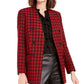 Bar III Women's Houndstooth Collarless Double-Breasted Jacket Black Size 10