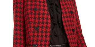 Bar III Women's Houndstooth Collarless Double-Breasted Jacket Black Size 10