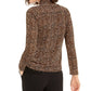 Bar III Women's Animal Print Turtleneck Top Brown Size X-Small