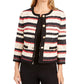 Anne Klein Women's Striped Braided-Trim Jacket White Size 4