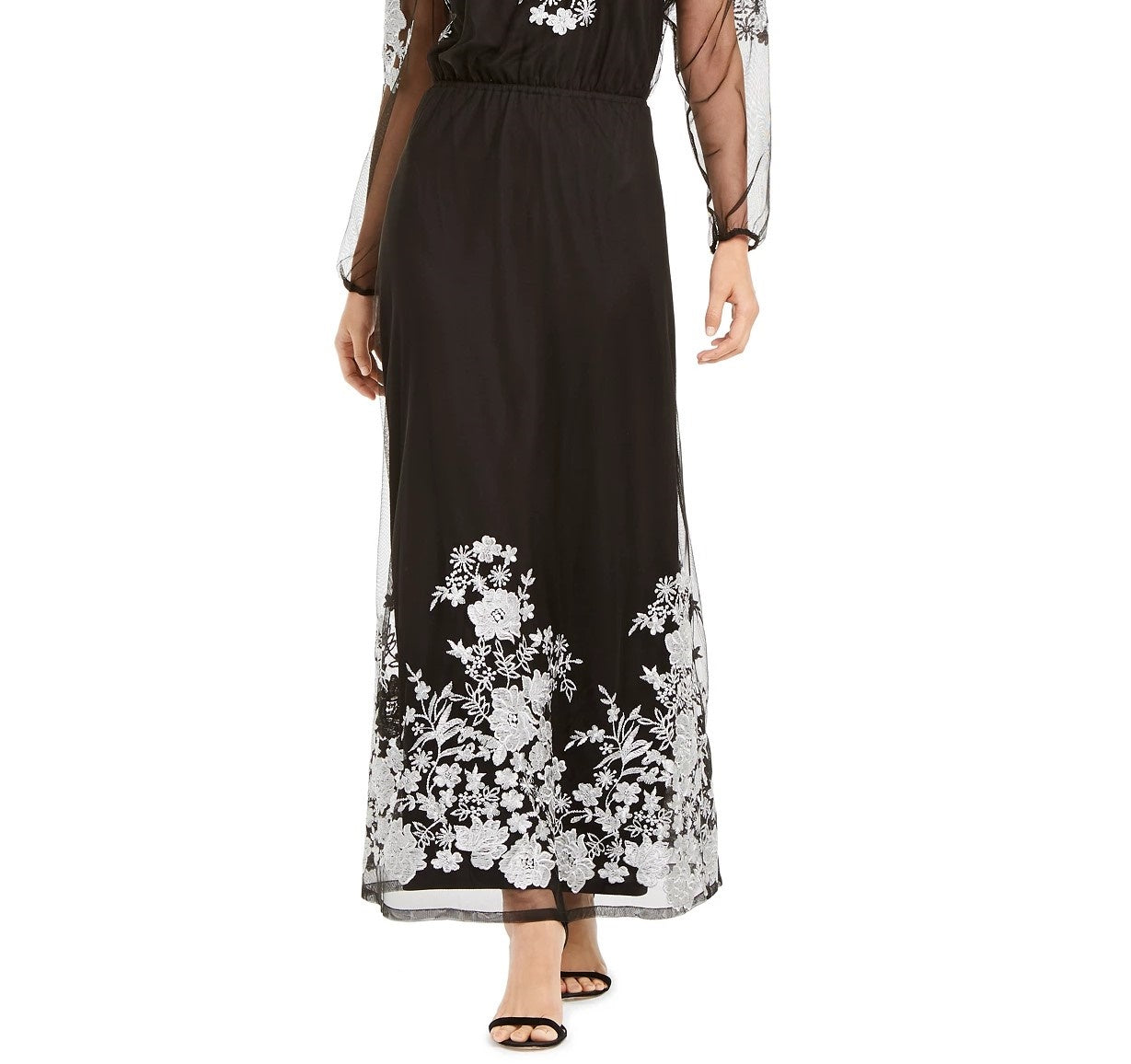 INC International Concepts Women's Embroidered Off-The-Shoulder Maxi Dress Black Size 2