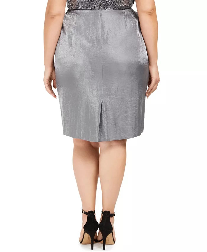 Kasper Women's Plus Size Metallic Pencil Skirt Silver Size Petite Small