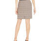 Bar III Women's Belted Plaid Skirt Beige Size 8