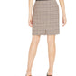 Bar III Women's Belted Plaid Skirt Beige Size 4