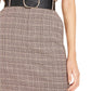 Bar III Women's Belted Plaid Skirt Beige Size 4
