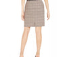 Bar III Women's Belted Plaid Skirt Beigekhaki Size 12