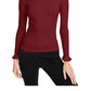 Anne Klein Women's Ruffled Long Sleeve Mock T-Shirt Sweater Wine Size X-Large