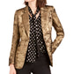 Bar III Women's Metallic One Button Blazer Gold Size 2