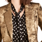 Bar III Women's Metallic One Button Blazer Gold Size 2