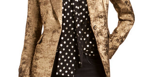 Bar III Women's Metallic One Button Blazer Gold Size 2