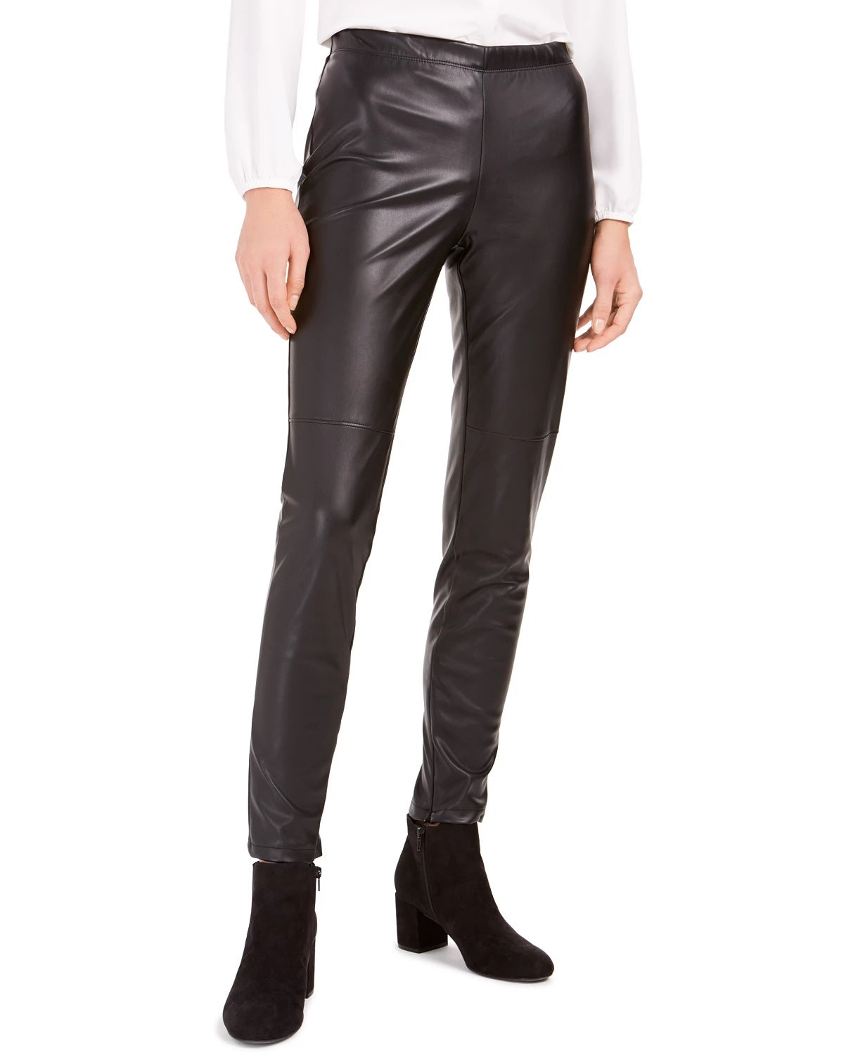 Bar III Women's Faux-Leather Skinny Pants Black Size XX Small