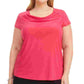 Kasper Women's Plus Size Cowlneck Solid Stretch Top Pink Size 1X