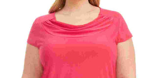 Kasper Women's Plus Size Cowlneck Solid Stretch Top Pink Size 1X