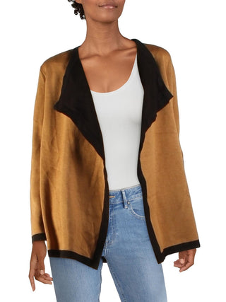 Anne Klein Women's Open Front Drapey Cardigan Sweater Beige khaki Size Small