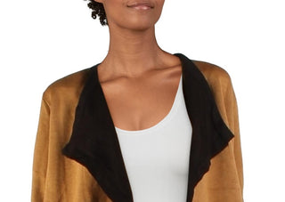 Anne Klein Women's Open Front Drapey Cardigan Sweater Beige khaki Size Small