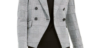 Bar III Women's Houndstooth Print Double Breasted Jacket Black Size 12