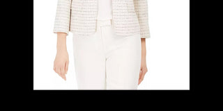 Anne Klein Women's Tweed Open Front Jacket White Size 2
