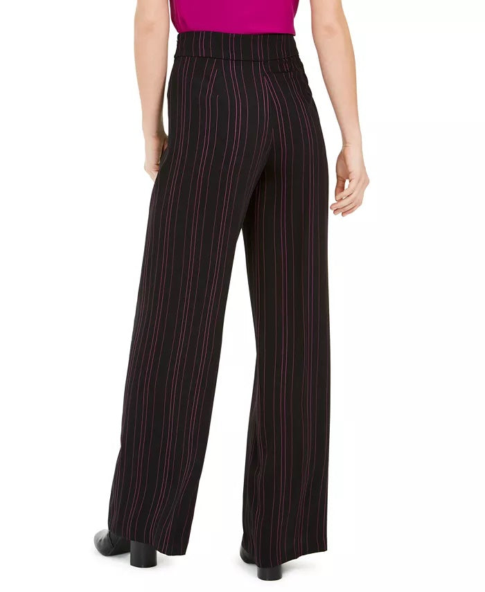 Bar III Women's Striped Wide Leg Pants Black Size 10
