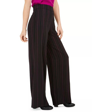 Bar III Women's Striped Wide Leg Pants Black Size 10
