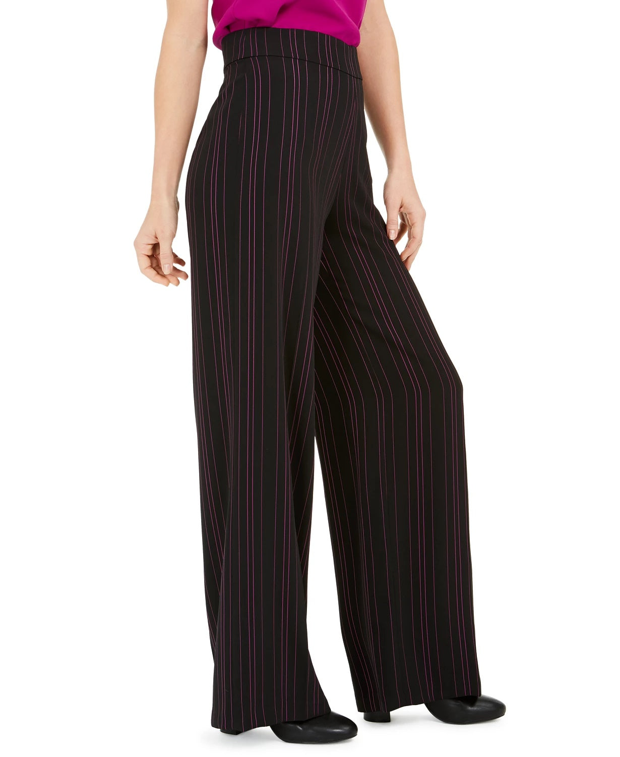 Bar III Women's Striped Wide Leg Pants Black Size 6
