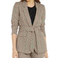 Bar III Women’s Plaid Tie-Waist Blazer Beige khaki Size X-Large