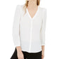 Bar III Women's Puff-Sleeve Button-Up Blouse White Size XX-Small