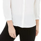 Bar III Women's Puff-Sleeve Button-Up Blouse White Size XX-Small